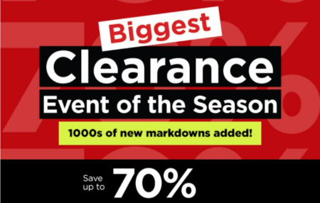 BIGGEST CLEARANCE EVENT OF THE SEASON SAVE UP TO 70% icon